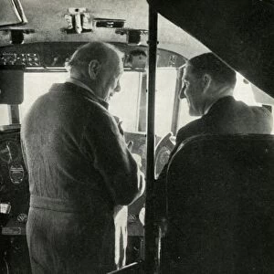 Winston Churchill talking to Captain Shakespeare of the flying boat Berwick, c1939-c1944 (1946)