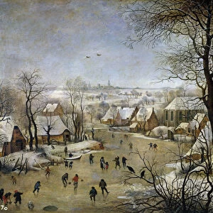 Winter landscape with a Bird Trap, ca 1601. Artist: Brueghel, Pieter, the Younger (1564-1638)