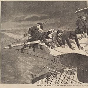 Winter at Sea - Taking in Sail Off the Coast, published 1869. Creator: Winslow Homer