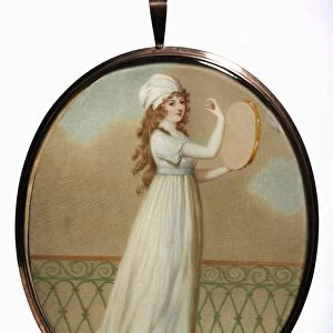 Woman with a Tambourine, in Neoclassical Costume, mid to late 19th century. Creator: Unknown