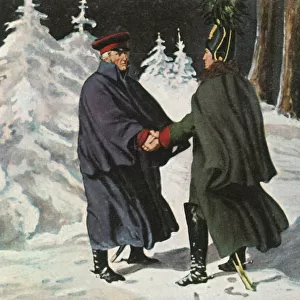 Yorcks meeting with the Russian General Diebitsch, 25 December 1812, (1936). Creator: Unknown