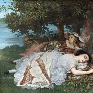 Young Ladies on the Bank of the Seine. Artist: Courbet, Gustave (1819-1877)