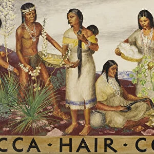 Yucca, Hair, Cotton, Feathers (mural study), ca. 1933-1943. Creator: Unknown
