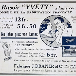 Yvett razor advertisement, 1915
