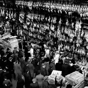 Turkeys at Leadenhall Market Print 1932 Turkeys at Leadenhall Market Print 1932