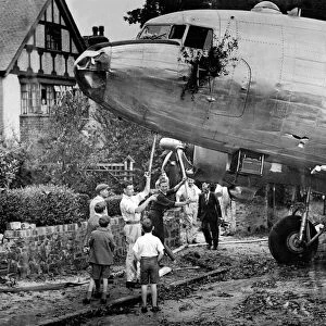 A Douglas DC3 Dakota that overshot the runway at Croydon Airport 1947