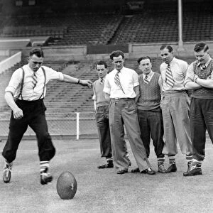 Halifax players visit Wembley ahead of their Rugby League cup final 1949