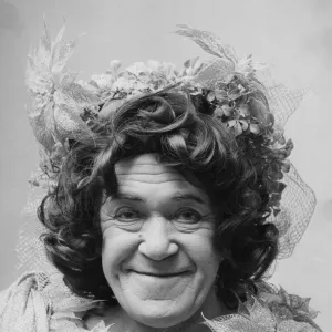 Peter Butterworth, actor, dressed as the Dame, for pantomime, Dick Whittington