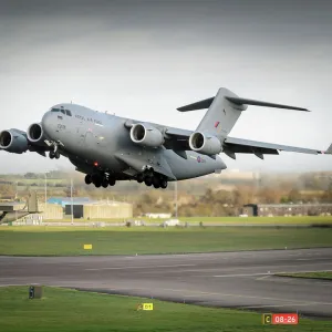 C17 Transport Aircraft Taking Off from RAF Brize Norton