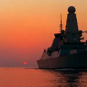 HMS Dragon at Sunset