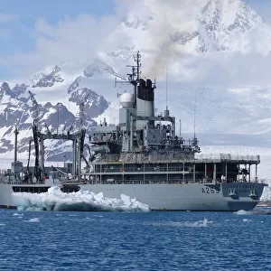 RFA Grey Rover on her last visit to the Falklands