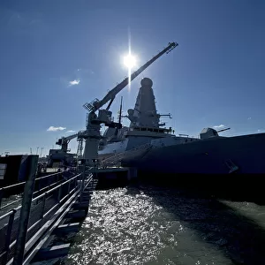 Type 45 HMS Diamond being loaded with Sea Viper missiles at HMNB Portsmouth
