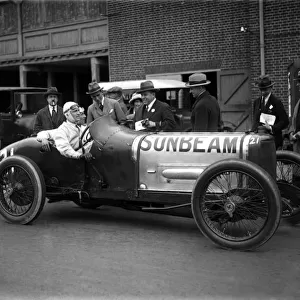 1922 Brooklands meeting. Brooklands, England: Henry Segrave and Bill Perkins with the Indianapolis-engined car, portrait