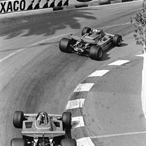 1979 Monaco Grand Prix: Jody Scheckter 1st position, leads Gilles Villeneuve retired, at Lower Mirabeau, action