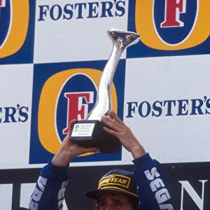1993 Spanish Grand Prix. Barcelona, Spain. 23-25 April 1993. Alain Prost (Williams Renault) 1st position on the podium. Ref-93 ESP 01. World Copyright - LAT Photographic