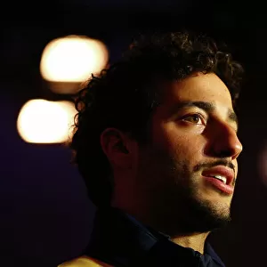 2016 Red Bull Racing Livery Launch Old Truman Brewery, London, UK Wednesday 17 February 2016 Daniel Ricciardo of Australia and Red Bull Racing speaks with members of the media during the launch event for PUMA and Red Bull Racing's 2016 Livery