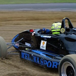 British Formula Ford Festival: Guarin Simpson goes for a trip through the gravel at turn 1, in semi-final 1