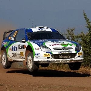 FIA World Rally Championship: Xavier Pons, Citroen Xsara WRC, jumps on Stage 17