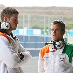 Formula One Testing: Paul Di Resta Force India F1 Team VJM02 and Dominic Harlow Force India Chief Engineer