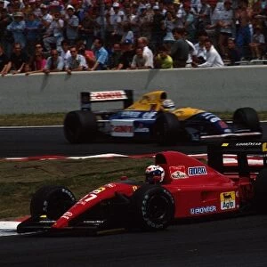 Formula One World Championship: Alain Prost Ferrari 642 leads Nigel Mansell Williams FW14