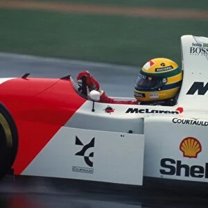 Formula One World Championship: Ayrton Senna McLaren MP4 / 8 took a dominant victory in the wet conditions