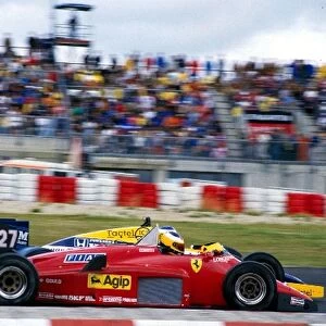 Formula One World Championship: Race winner Michele Alboreto Ferrari 156 / 85 overtakes Keke Rosberg Williams Honda FW10