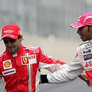 Formula One World Championship: Title rivals Felipe Massa Ferrari and Lewis Hamilton McLaren