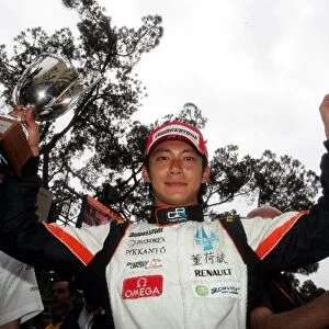 GP2 Series: Ho-Pin Tung Trident Racing celebrates his second place in parc ferme