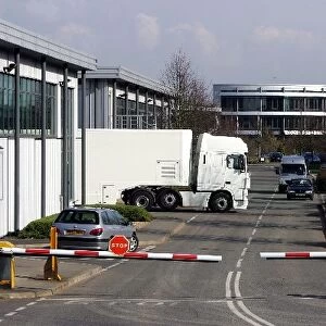 Honda Racing F1 Team Factory: A Transporter maneouvers itself within the confines of the factory