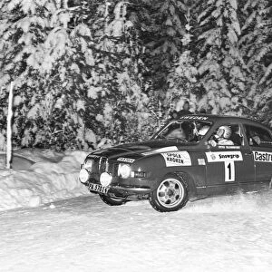 Rally of Sweden, 15th - 18th February: Winner Stig Blomqvist in the Saab 96. Action