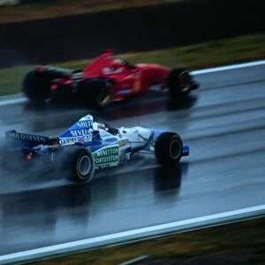 Schumacher wins for Ferrari in wet Spanish GP