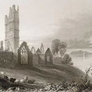 Abbey Of Moyne, Killala, County Mayo, Ireland. Drawn By W. H. Bartlett, Engraved By J. C. Armytage. From "The Scenery And Antiquities Of Ireland"By N. P. Willis And J. Stirling Coyne. Illustrated From Drawings By W. H. Bartlett. Published London C. 1841