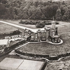 Aerial view of Fort Belvedere, Surrey, England. The country home of King Edward VIII, scene of his 1936 abdication. From The Coronation Souvenir Book, published 1937