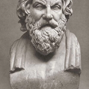 Antisthenes born circa 445 BC died circa 365 BC. Greek philosopher and pupil of Socrates. After a 2nd century AD bust in the Vatican museum thought to be a Roman copy of a 3rd century BC work possibly by Athenian sculptor Phyromanchus; Illustration