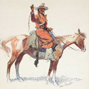 An Apache Scout Horseback Native American Indian
