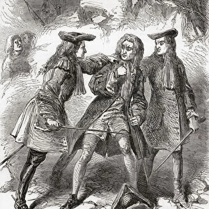 The arrest of Sir John Fenwick. Sir John Fenwick, 3rd Baronet, c. 1645 - 1697. English Jacobite conspirator, involved in a Jacobite plot to assassinate the monarch William III, he was arrested and beheaded in 1697. From Cassells Illustrated History of England, published c. 1890