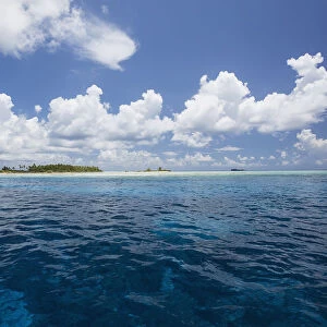 Atoll With Ship In The Distance; Tahiti