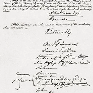 Part Of The Attestation Deed Of The Royal Marriage In 1863 Between Albert Edward, Prince Of Wales, Future King Edward Vii, And Alexandra Of Denmark. From Edward Vii His Life And Times, Published 1910