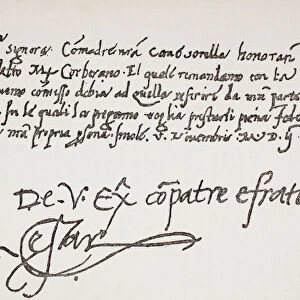 Autograph Letter Of Cesare Borgia, 1475 Or 1476 - 1507 To Isabella Gonzaga. From The Life Of Cesare Borgia By Rafael Sabatini, Published By Bretanos Circa 1912