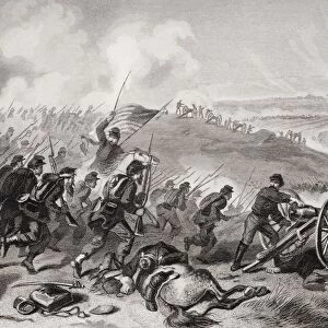 Battle Of Gettysburg Pennsylvania July 1863. Final Charge Of The Union Forces At Cemetery Hill