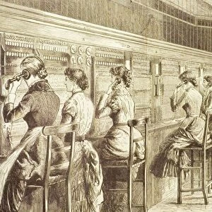 The British Telephone Exchange In London, 1883. From The Graphic September 1, 1883