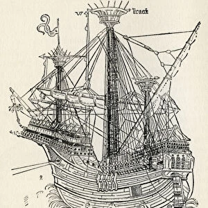 A Carrack Or Nau, Three Or Four-Masted Sailing Ship From About 1470. From The Romance Of The Merchant Ship, Published 1931