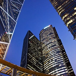 China, Main Banking District In Hong Kong At Dusk; Hong Kong