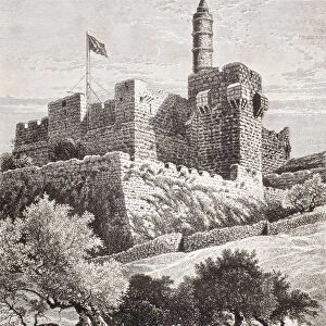 The Citadel Of Jerusalem Seen From The Valley Of Hinnom In The Late 19Th Century. From El Mundo Ilustrado, Published Barcelona, Circa 1880