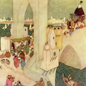 In The City Of Baghdad. Illustration By Edmund Dulac For Sindbad The Sailor. From The Arabian Nights, Published 1938