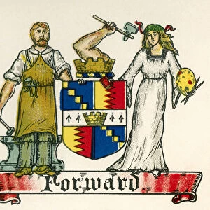 Coat of arms of Birmingham, England. The Arms as granted in 1889. From The Business Encyclopaedia and Legal Adviser, published 1907