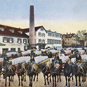 Coloured picture depicting a condensed milk factory, 20th century