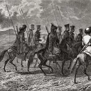 Cossack Escort. Engraved By Pannemaker After Viollat. From Histoire De La Revolution Francaise By Louis Blanc