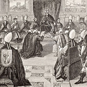 The Council Of Vienne, Fifteenth Ecumenical Council Of The Roman Catholic Church That Met Between 1311 And 1312. After A Fresco In The Vatican Library Ordered By Pope Pius V. From Military And Religious Life In The Middle Ages By Paul Lacroix Published London Circa 1880