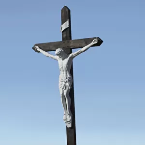 A crucifix on farmland; Saskatchewan canada